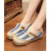 Blue Striped Cotton Fabric Flats Splicing Flat Shoes For Women