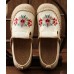 Grey Embroideried Flats Cotton Linen Fabric Boutique  Flat Feet Shoes