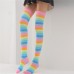 1 X Pair VONDA Womens Striped Thigh Knee High Long Rainbow Girls Socks Stocking